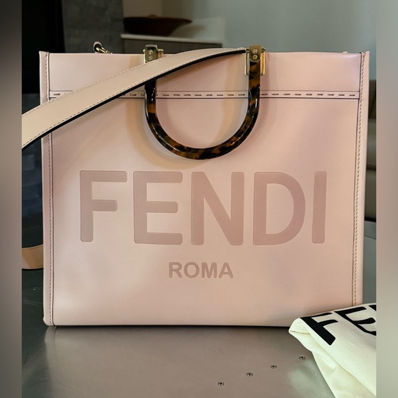 Fendi Handbags - Fendi Pink Tote Bag with Tortoiseshell Effect Handles